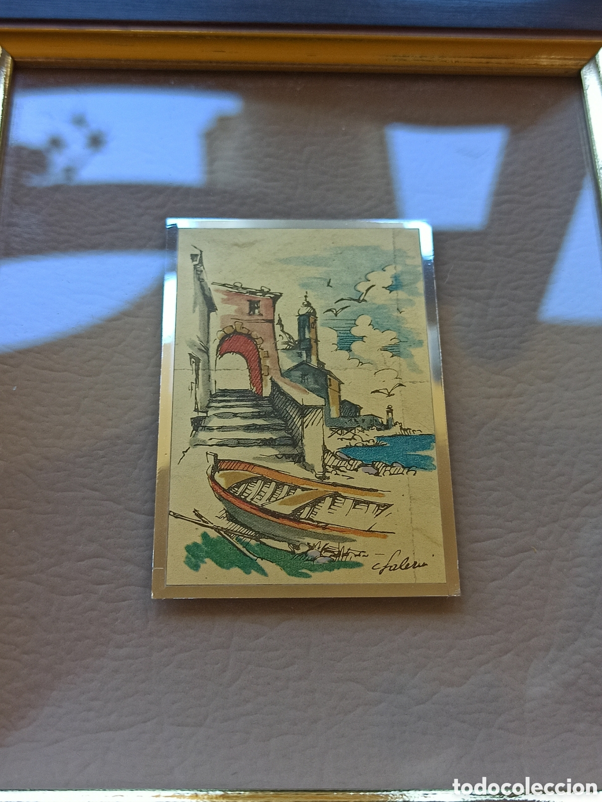 Otros objetos de arte: Cuadro con l&aacute;mina de oro 23kt Firmado - Foto 2