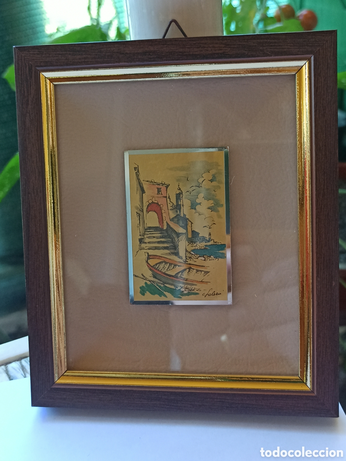 Otros objetos de arte: Cuadro con l&aacute;mina de oro 23kt Firmado - Foto 1
