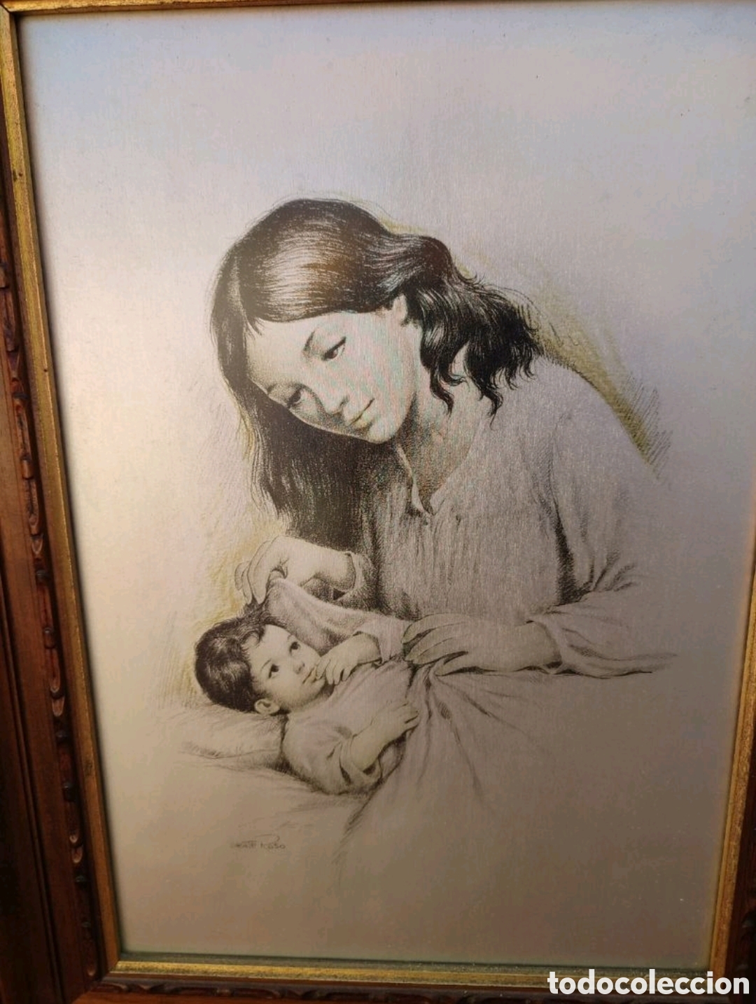 Otros objetos de arte: Cuadro mujer y ni&ntilde;o. Virgen e hijo. 1950 - Foto 2