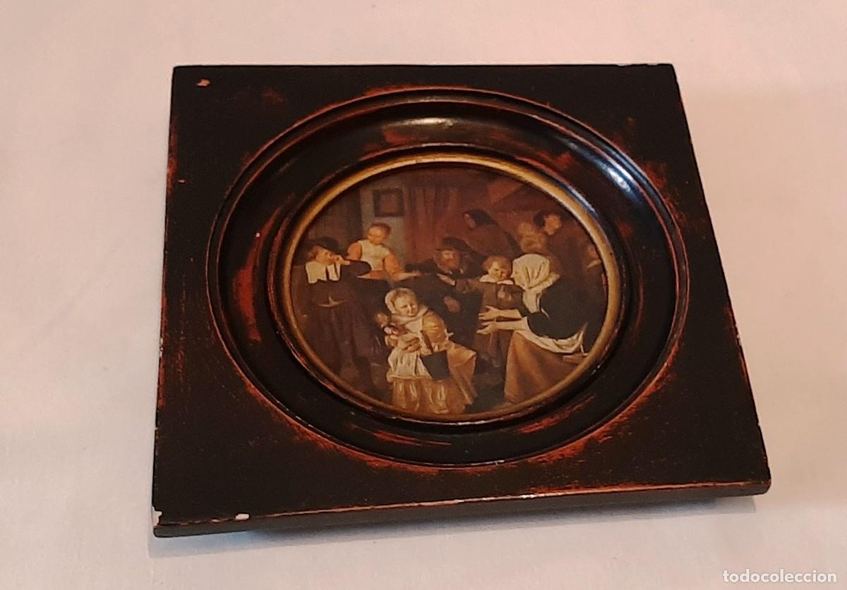 Otros objetos de arte: Antiguo cuadro litograf&iacute;a circular en madera - Foto 1
