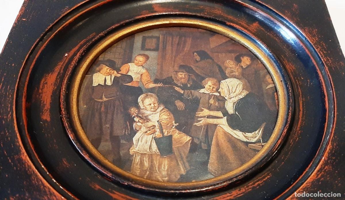 Otros objetos de arte: Antiguo cuadro litograf&iacute;a circular en madera - Foto 3