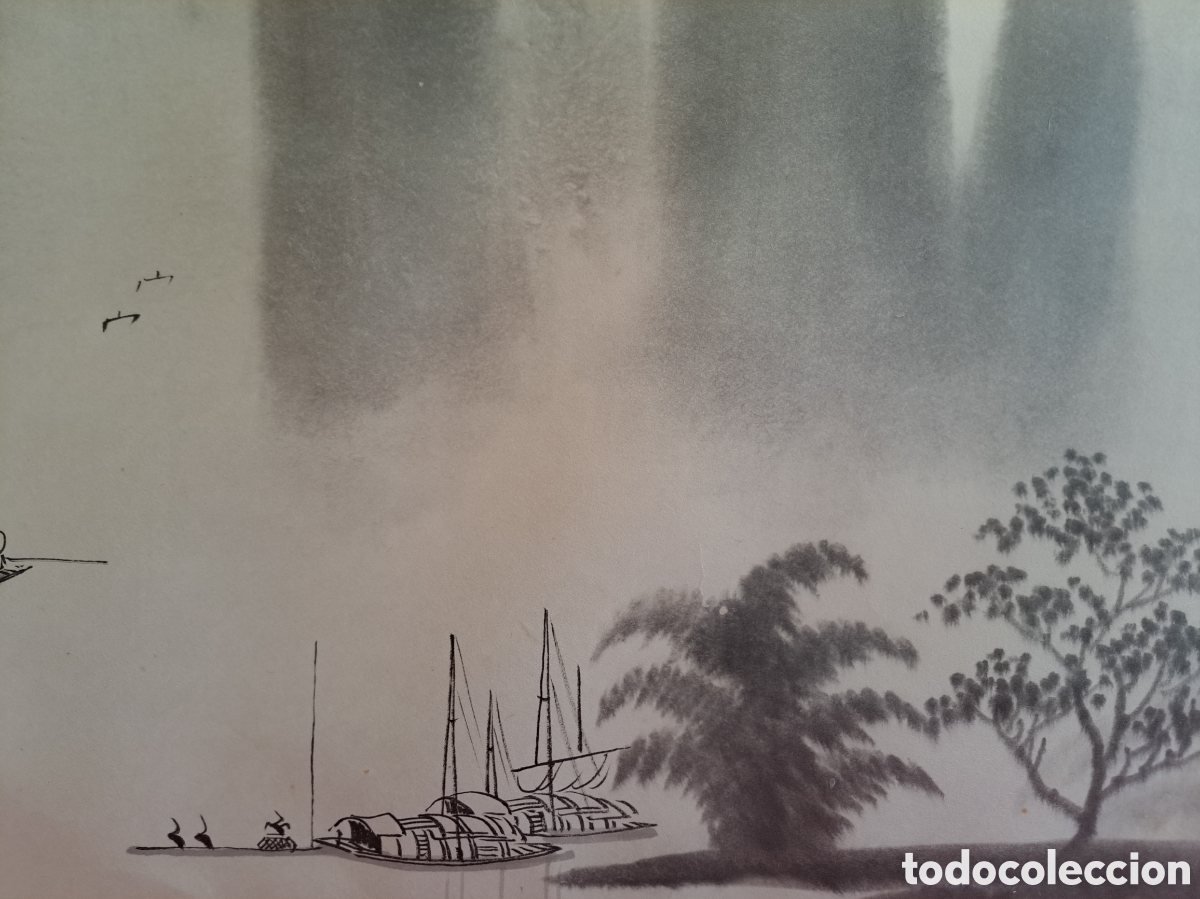 Otros objetos de arte: Paisaje fluvial del sur de China, tinta - Foto 3