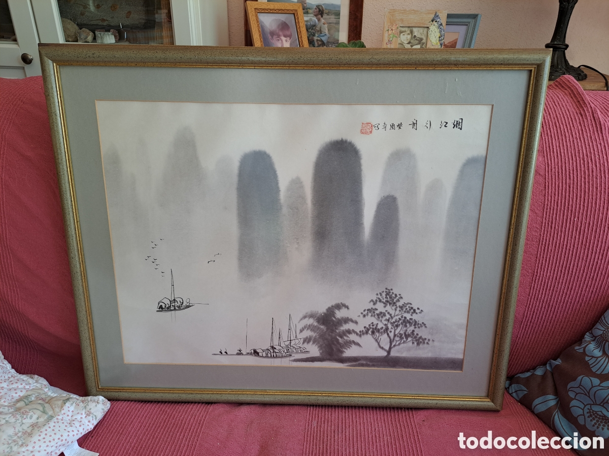 Otros objetos de arte: Paisaje fluvial del sur de China, tinta - Foto 1