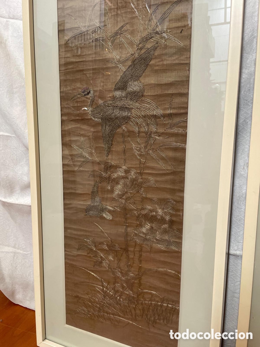 Otros objetos de arte: Cuadros de seda antiguos - Foto 2