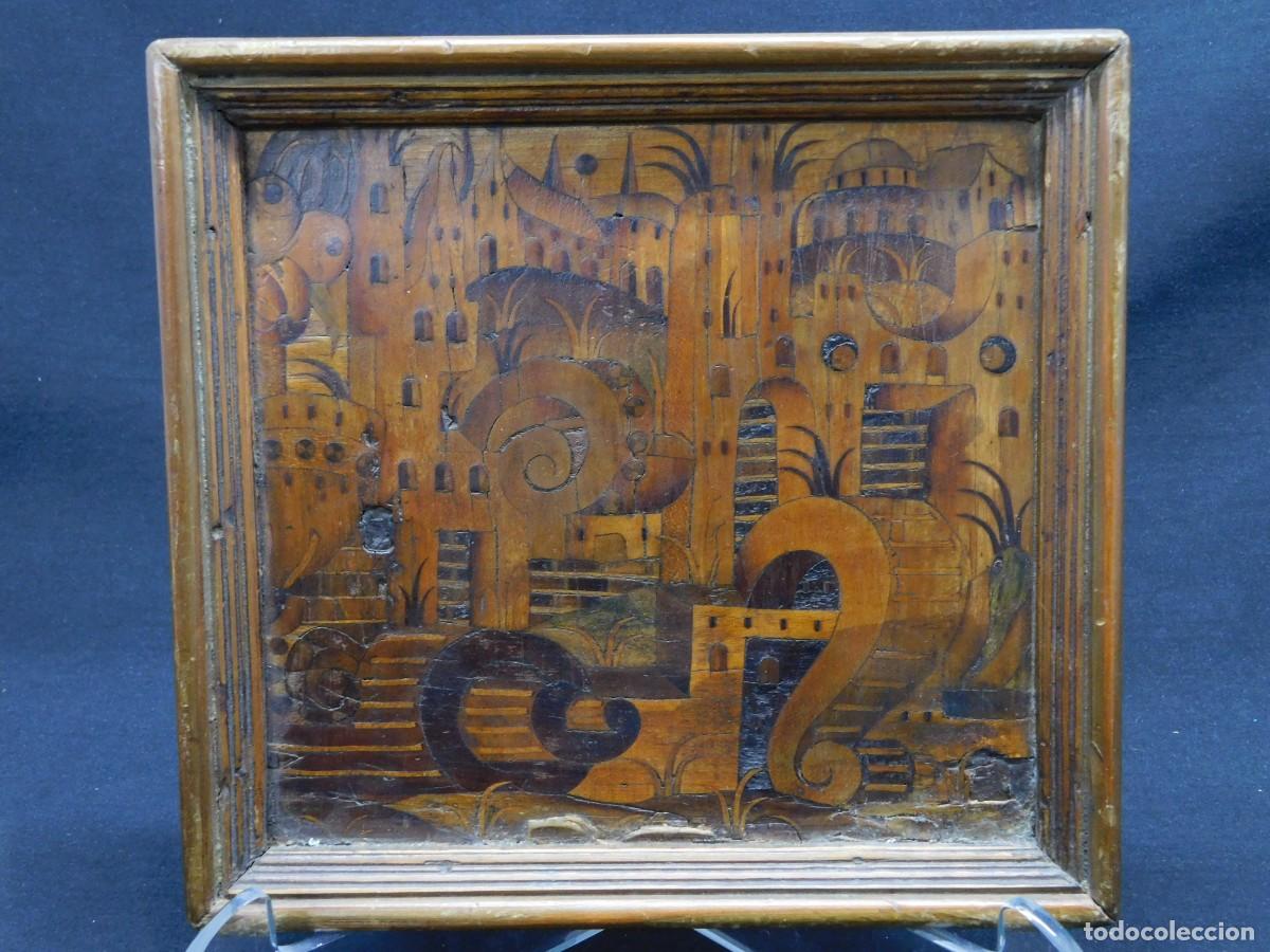 Otros objetos de arte: TABLA ANTIGUA CON MARQUETERIA - Foto 1