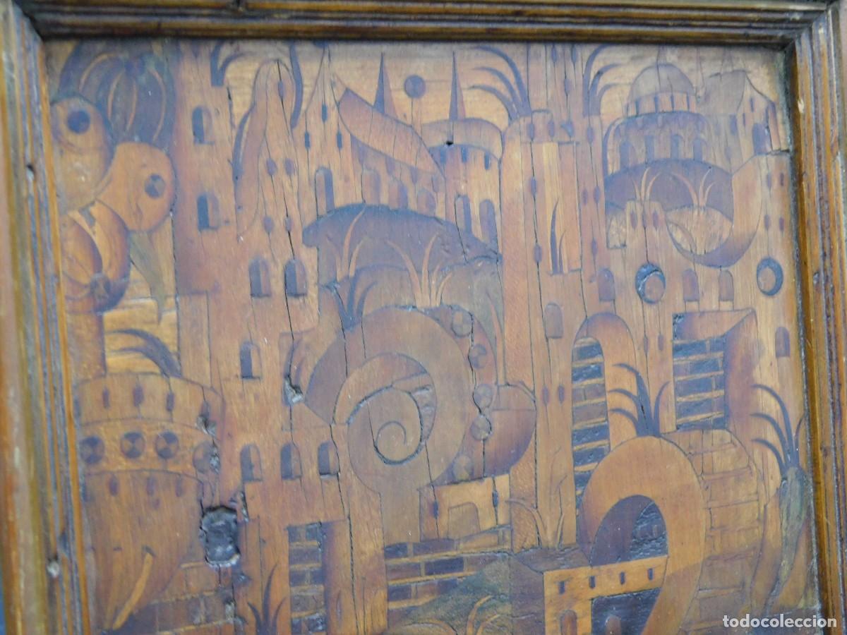 Otros objetos de arte: TABLA ANTIGUA CON MARQUETERIA - Foto 3