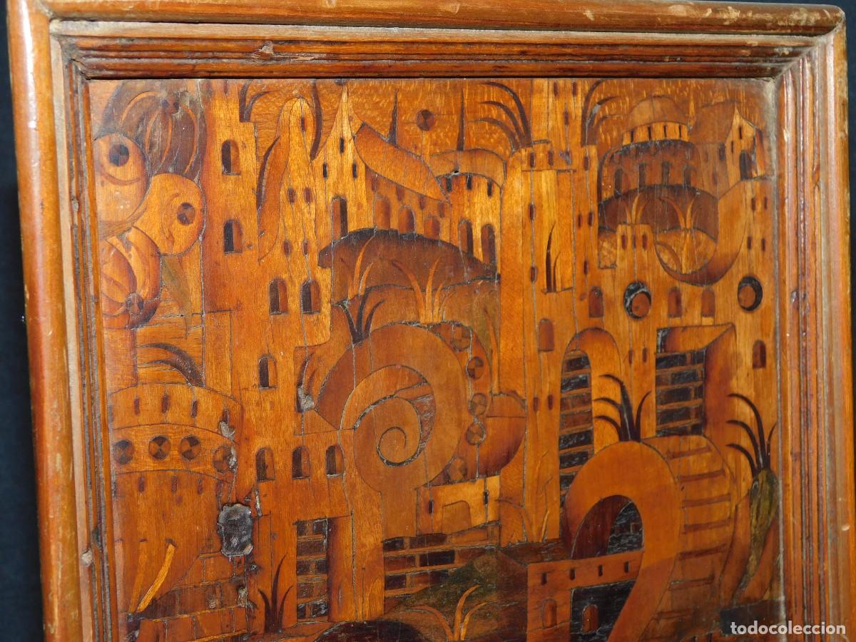 Otros objetos de arte: TABLA ANTIGUA CON MARQUETERIA - Foto 5