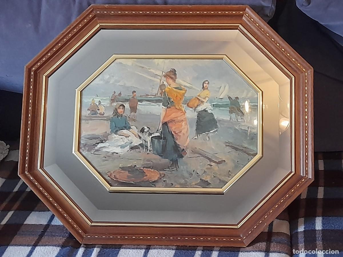 Otros objetos de arte: Esmalte mujeres trabajando en la playa Sorolla - Foto 1