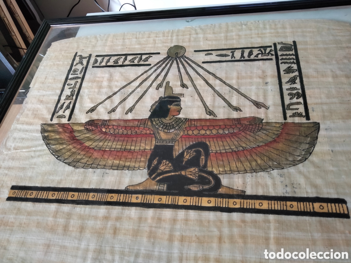 Otros objetos de arte: Papiro Diosa Isis Egipto enmarcado - Foto 2