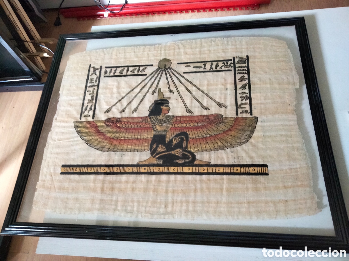 Otros objetos de arte: Papiro Diosa Isis Egipto enmarcado - Foto 1