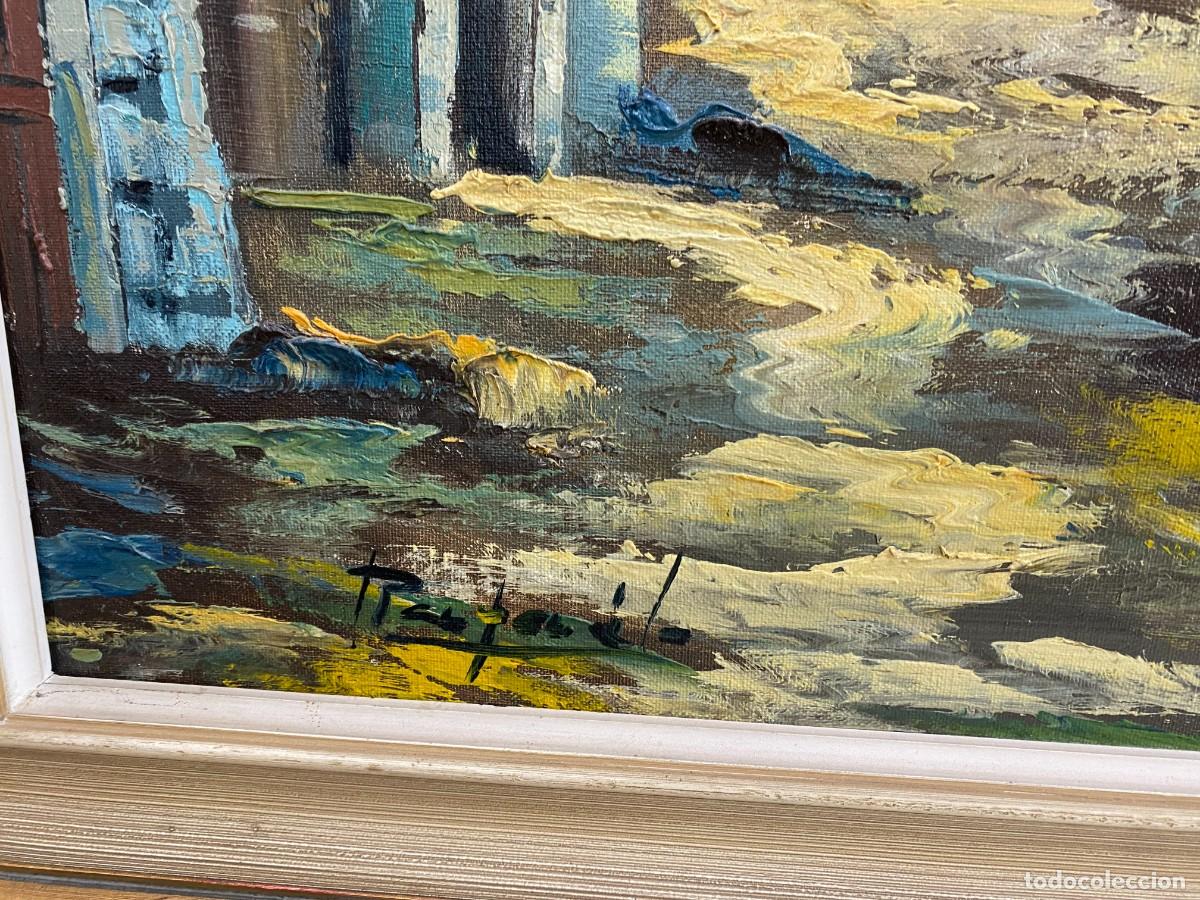 Otros objetos de arte: LIENZO AL OLEO PAISAJE BARCOS - Foto 5
