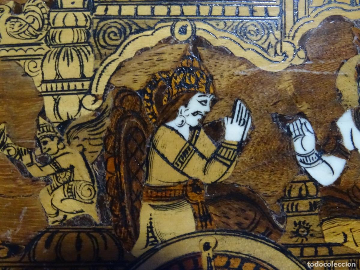 Otros objetos de arte: TABLA DE MADERA NO LE CON MARQUETERIA. ARTE ORIENTAL. - Foto 10