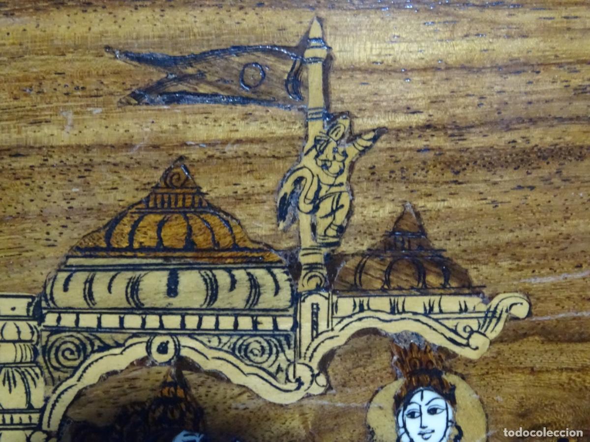 Otros objetos de arte: TABLA DE MADERA NO LE CON MARQUETERIA. ARTE ORIENTAL. - Foto 11