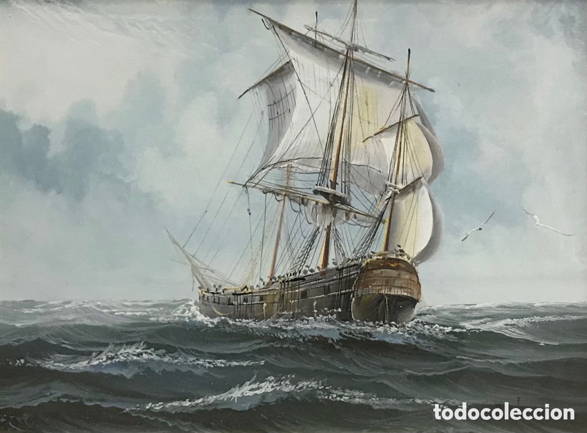 Otros objetos de arte: &ldquo;Clipper en Alta Mar&rdquo; AmBrose, S.XX - Foto 3