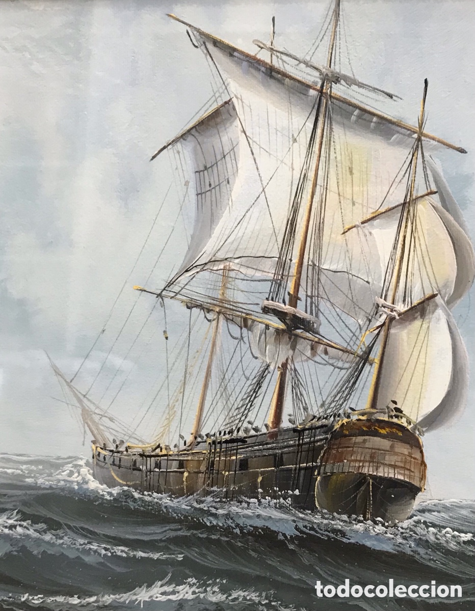 Otros objetos de arte: &ldquo;Clipper en Alta Mar&rdquo; AmBrose, S.XX - Foto 8