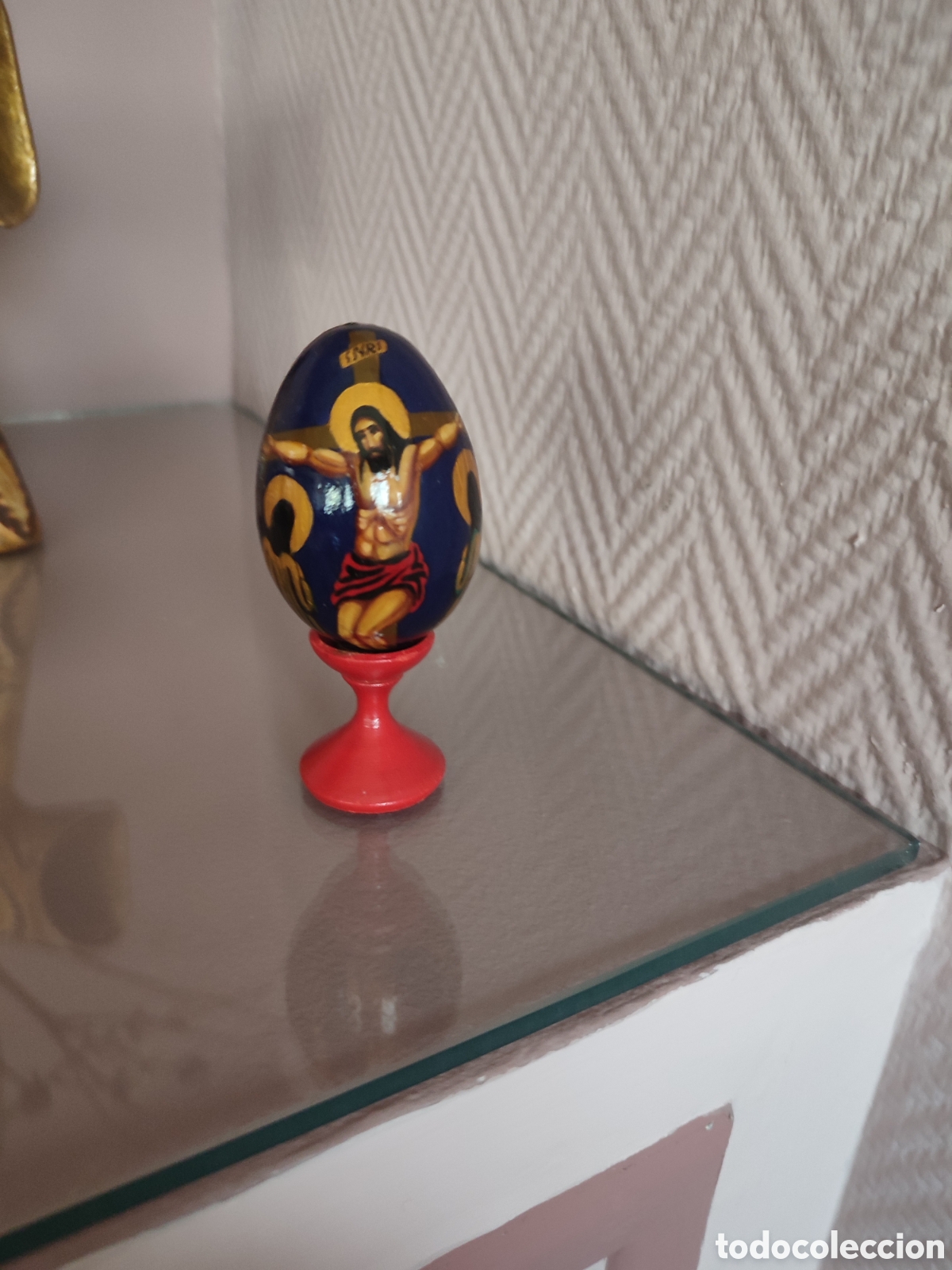 Otros objetos de arte: Huevo madera lacado representa la Pasion - Foto 1
