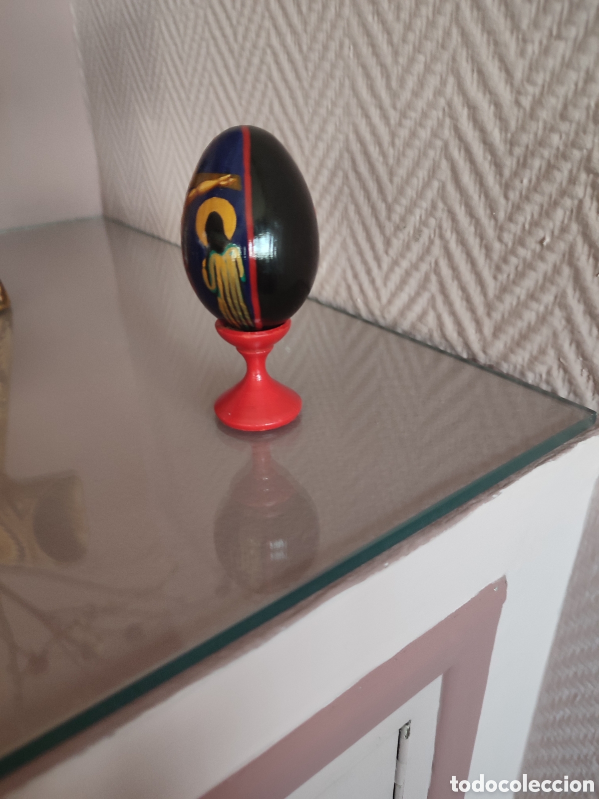Otros objetos de arte: Huevo madera lacado representa la Pasion - Foto 2