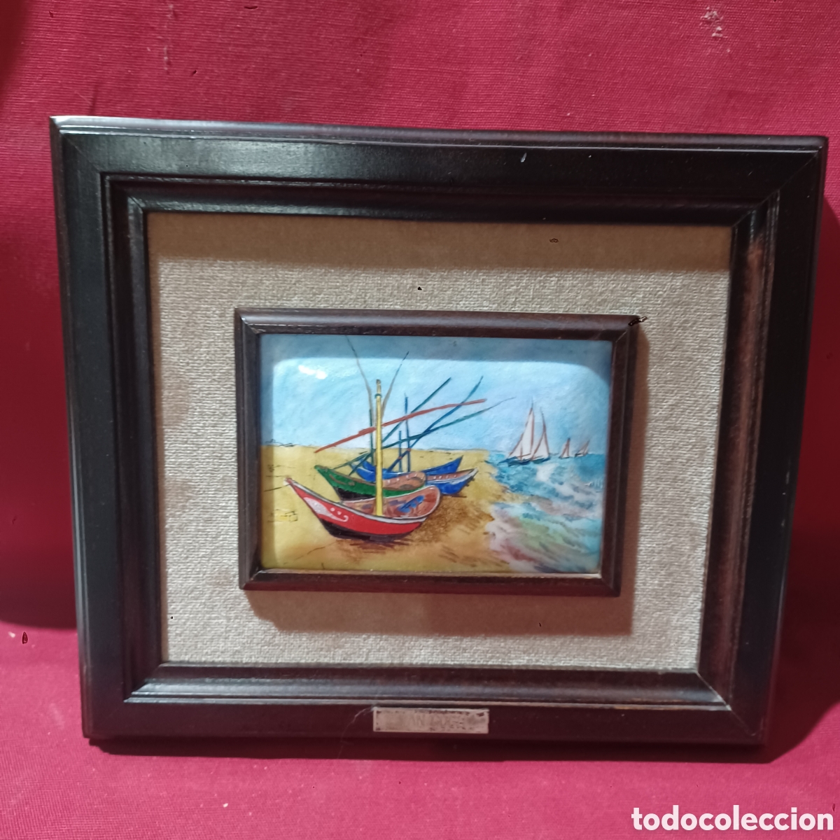 Otros objetos de arte: Esmalte al fuego Barcos de Van Gogh - Foto 1