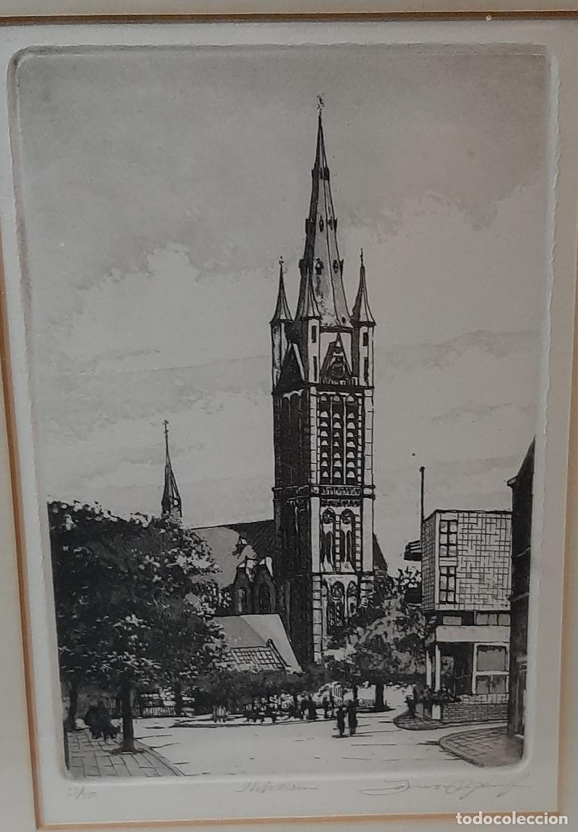 Otros objetos de arte: Cuadro de Torre de la iglesia de San Vito en Hilversum en Holanda - Foto 3