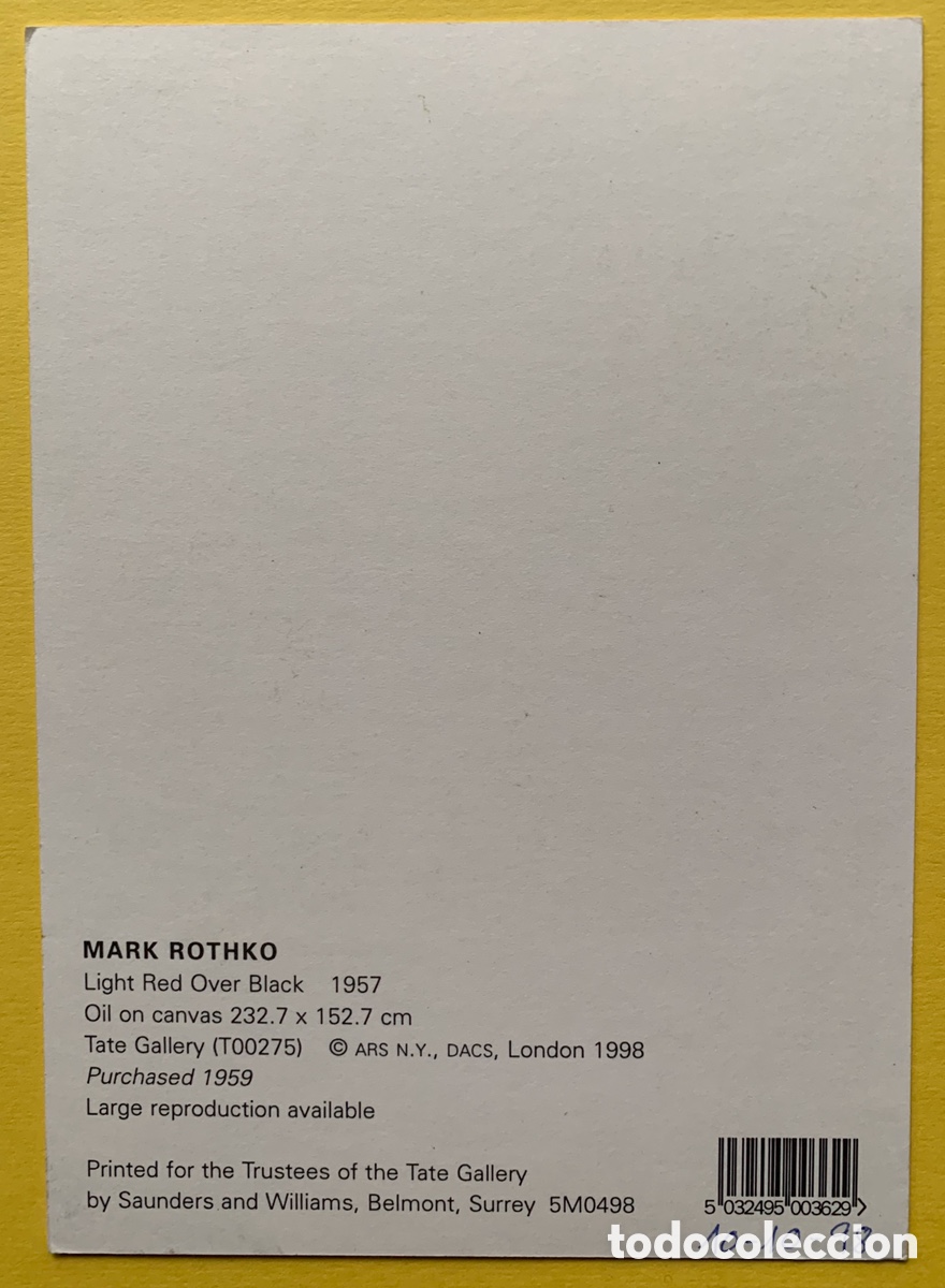 Otros objetos de arte: ARTE Mark Rothko Tate Gallery 1989 - Foto 2