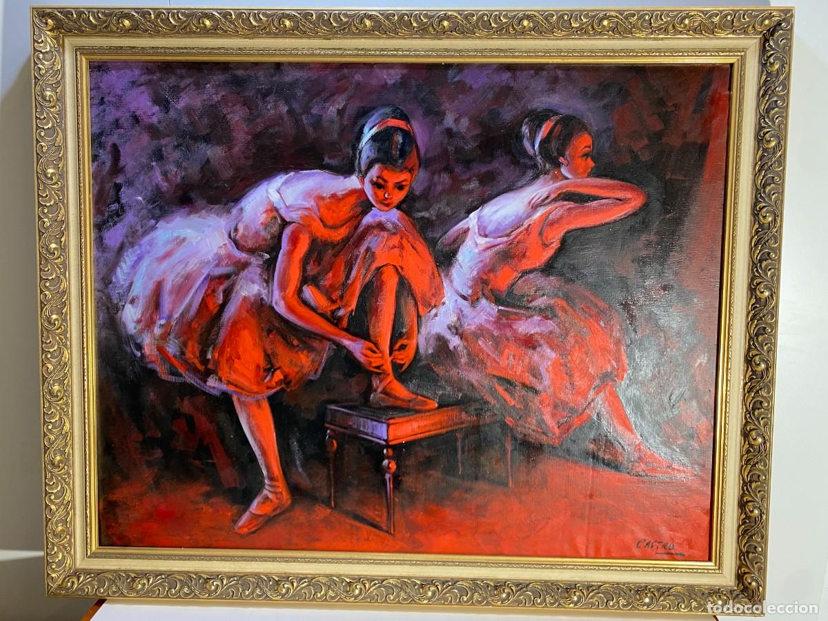 Otros objetos de arte: CUADRO OLEO SOBRE LIENZO BALLET CON FIRMA - Foto 1