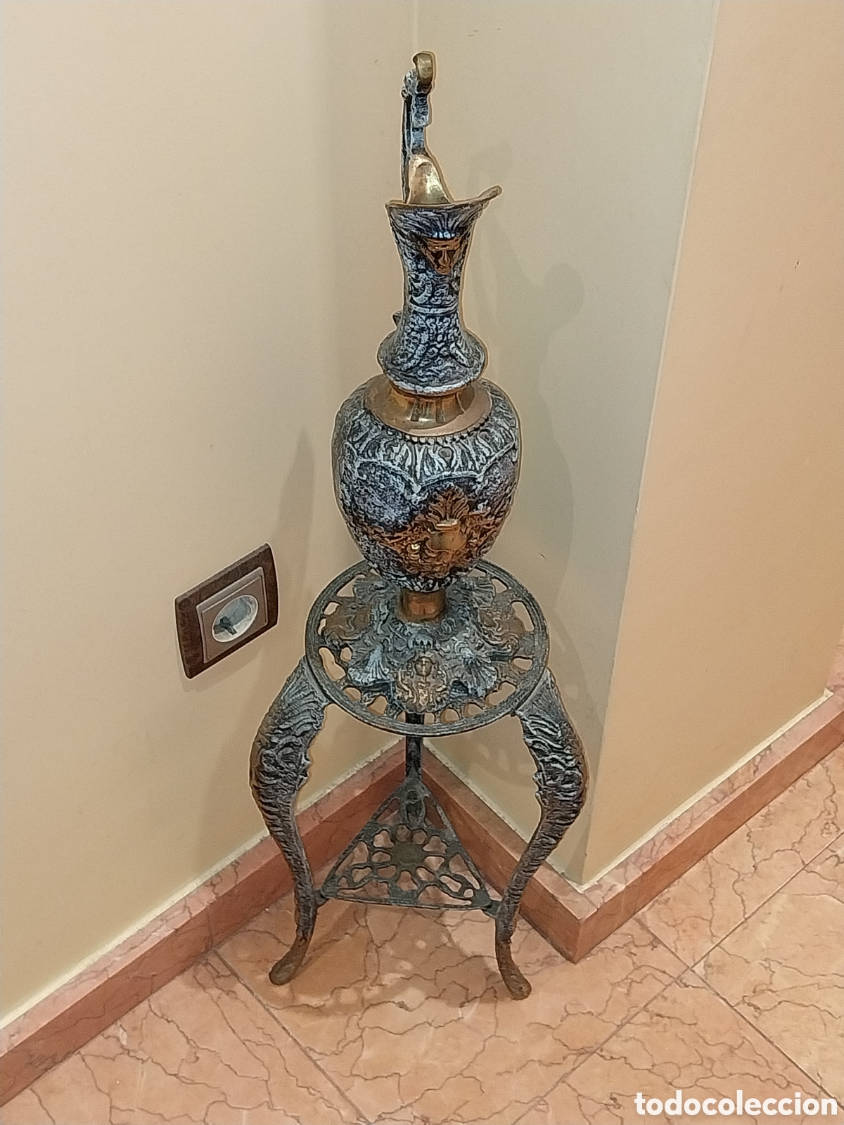 Otros objetos de arte: Jarr&oacute;n d bronce con esmaltados al fuego. - Foto 3