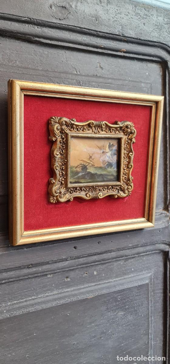 Otros objetos de arte: Esmalte antiguo escena de barcos - Foto 3