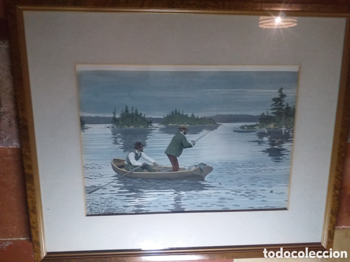 Otros objetos de arte: Cuadro Pesca de trucha (AB FROST) - Foto 2