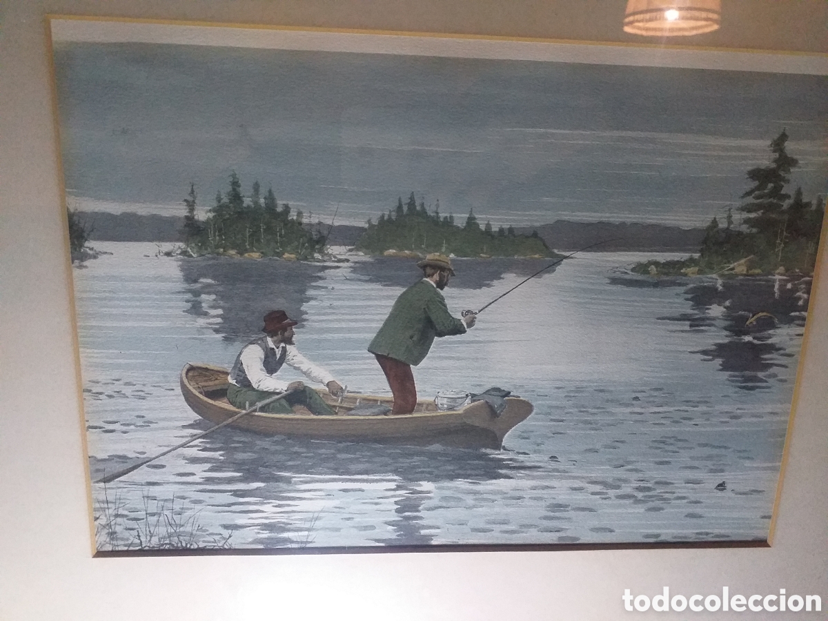 Otros objetos de arte: Cuadro Pesca de trucha (AB FROST) - Foto 3
