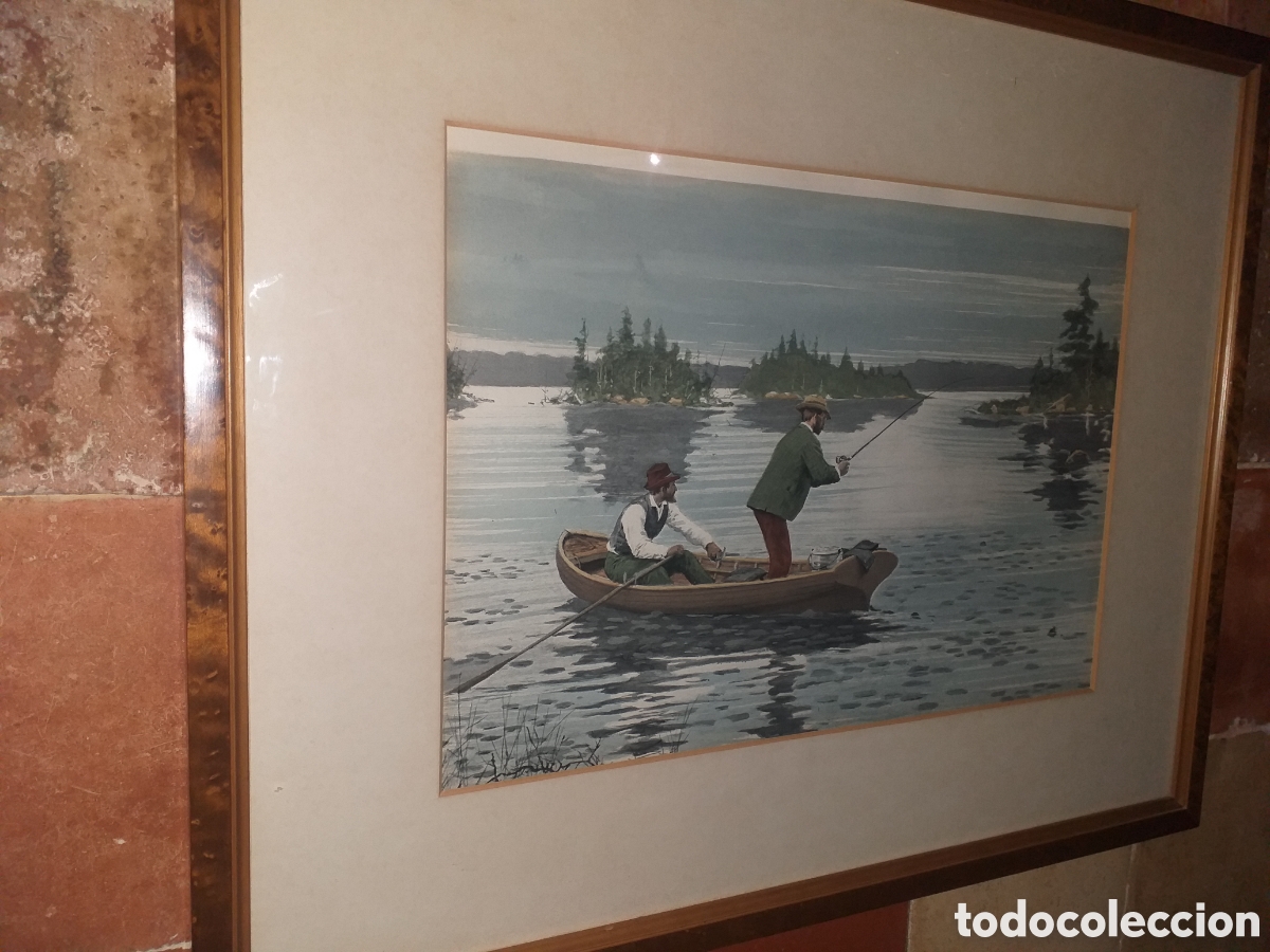 Otros objetos de arte: Cuadro Pesca de trucha (AB FROST) - Foto 1