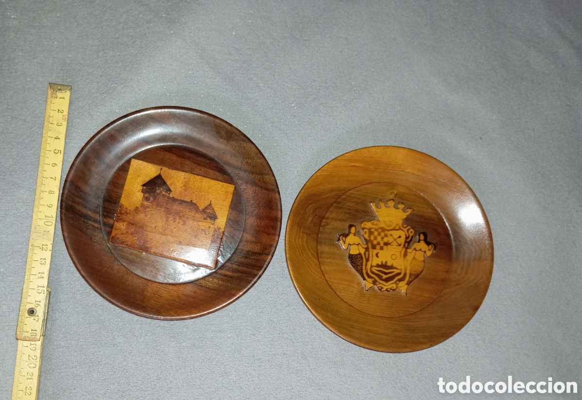 Otros objetos de arte: Platitos de madera lote de 2 - Foto 4