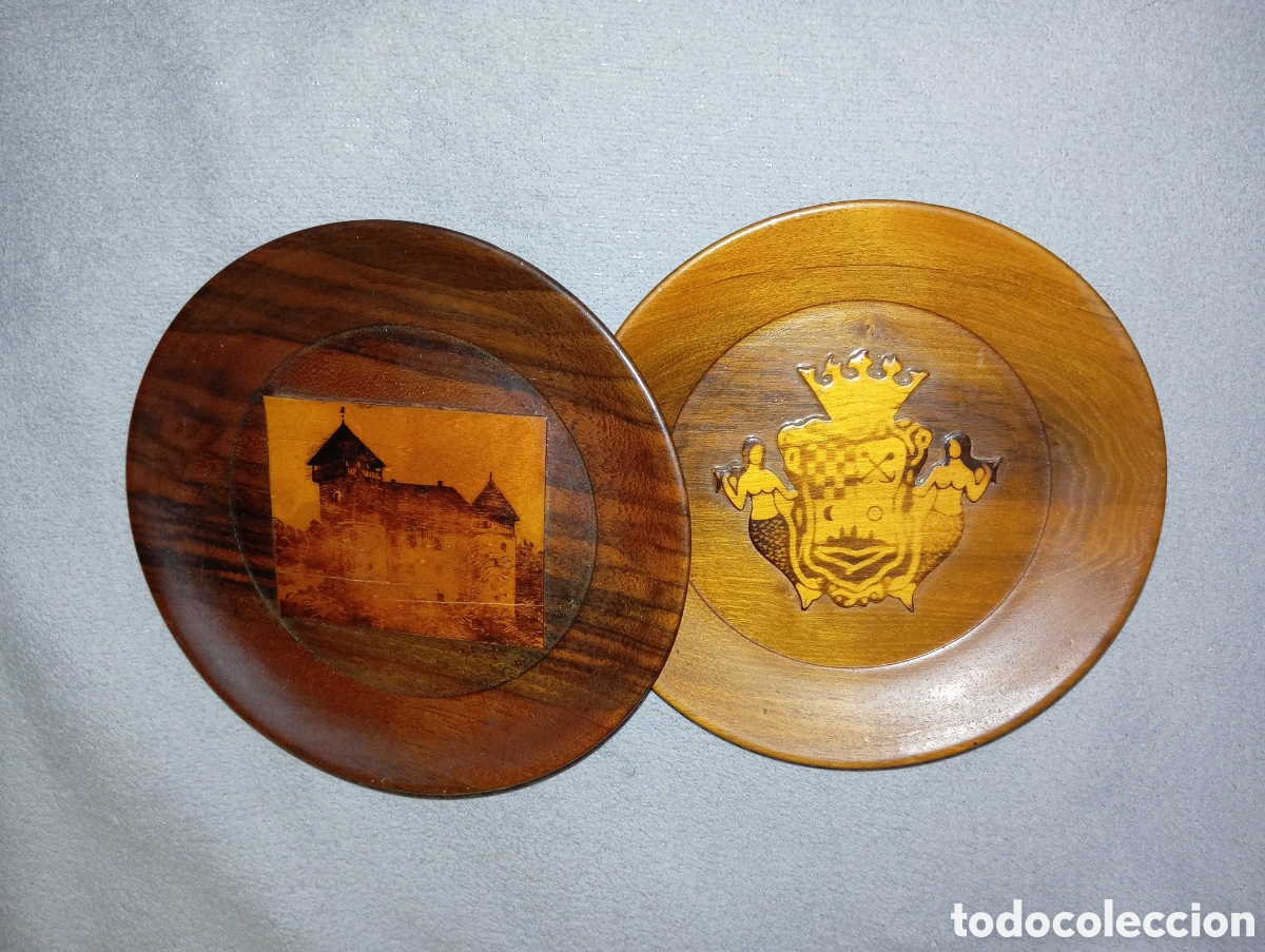 Otros objetos de arte: Platitos de madera lote de 2 - Foto 6