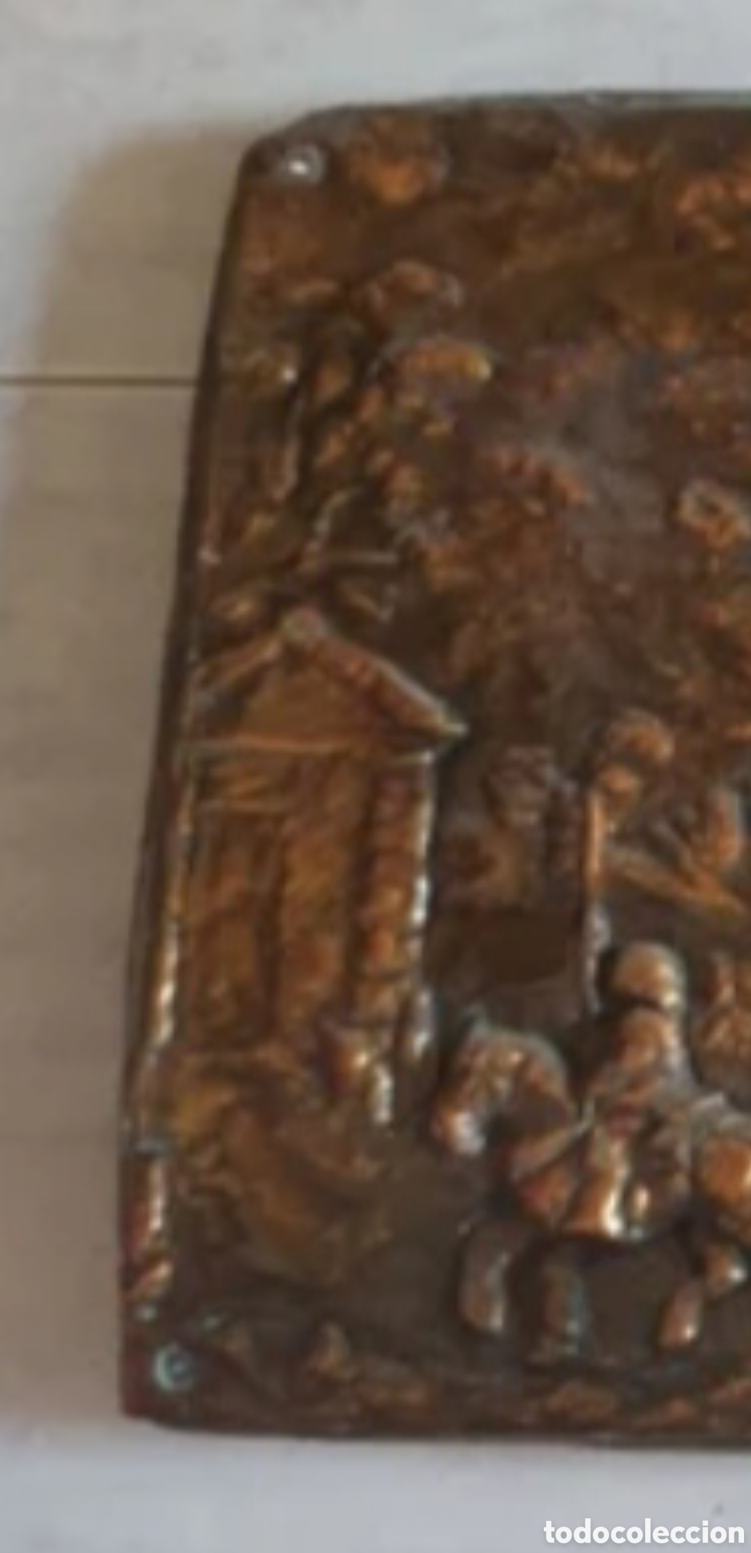 Otros objetos de arte: Cuadro antiguo de cobre repujado - Foto 2