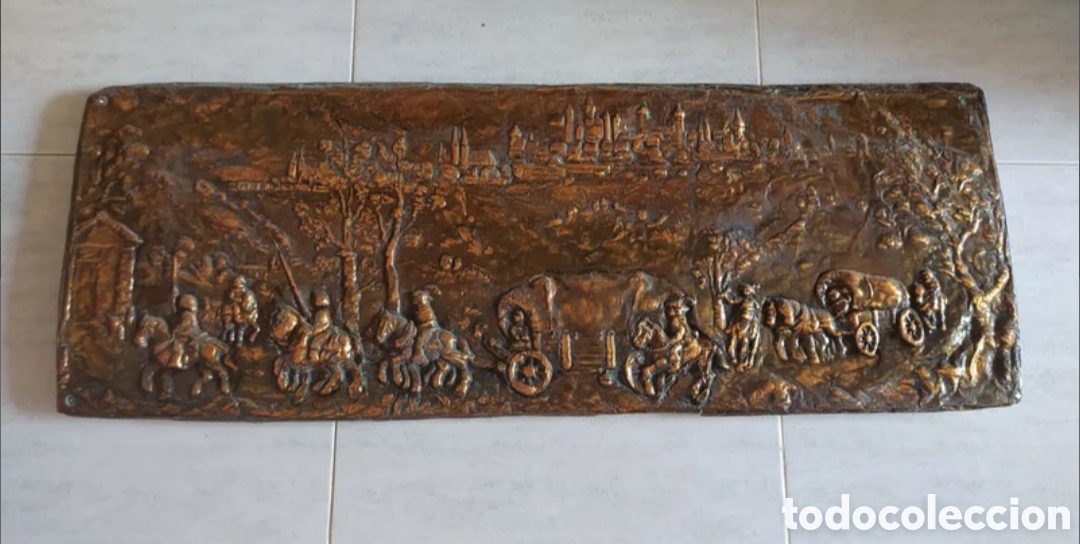 Otros objetos de arte: Cuadro antiguo de cobre repujado - Foto 1