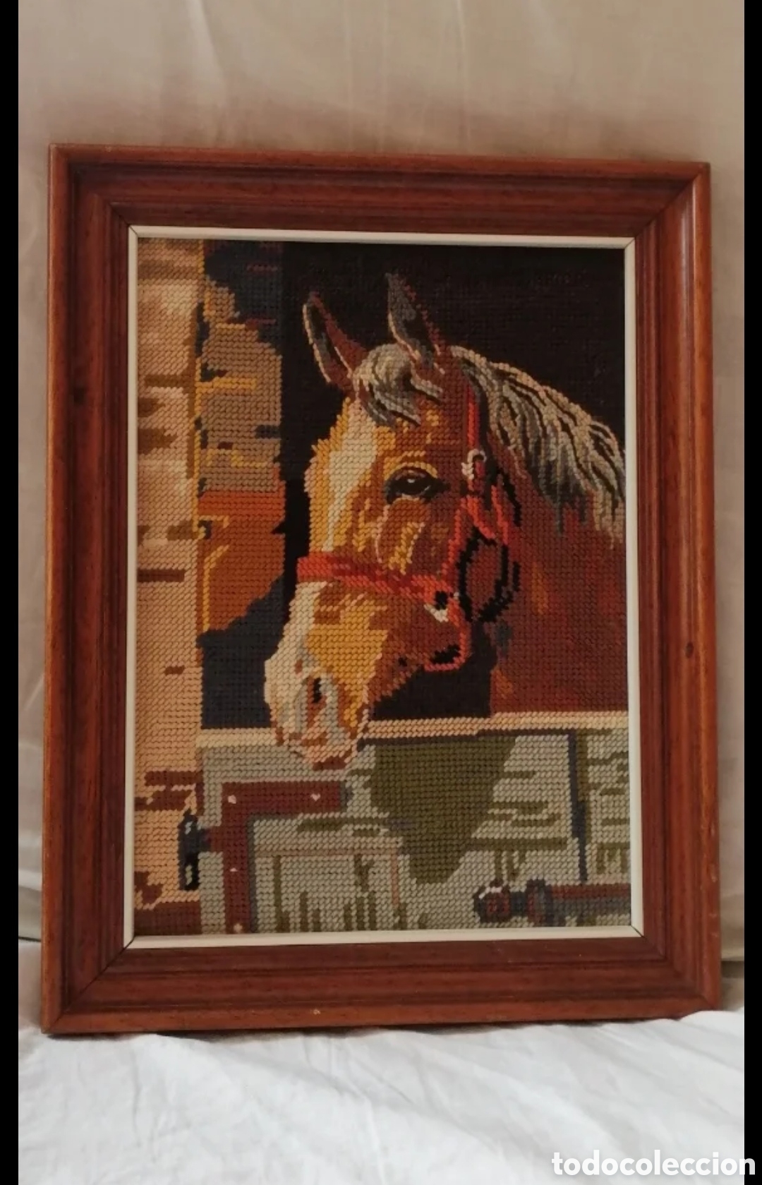 Otros objetos de arte: Caballo bordado en hilo a punto de cruz - Foto 2