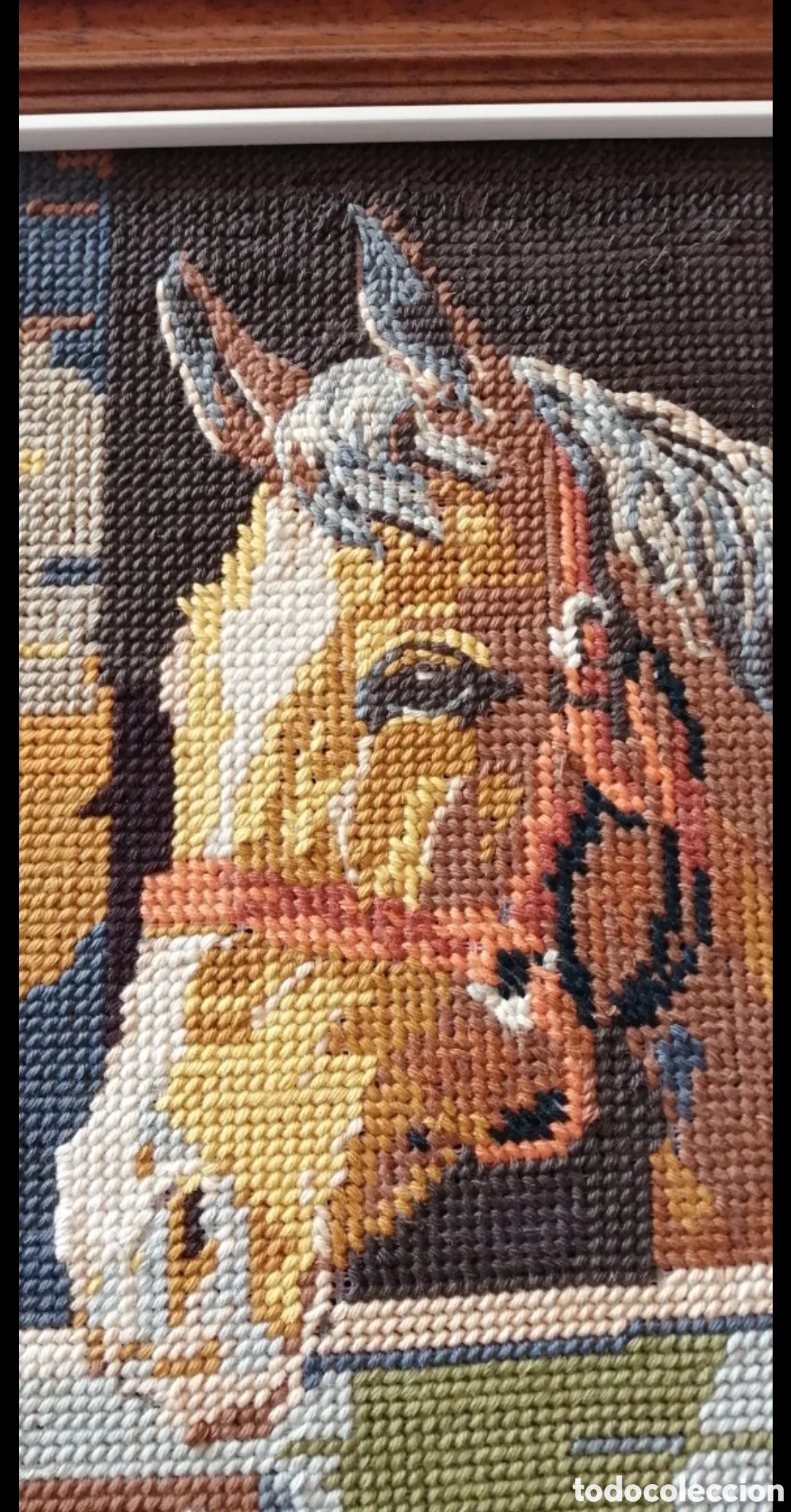 Otros objetos de arte: Caballo bordado en hilo a punto de cruz - Foto 3