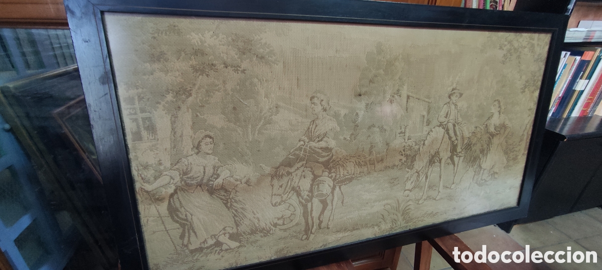 Otros objetos de arte: Cuadro, Antiguo tapiz escenas rurales - Foto 12