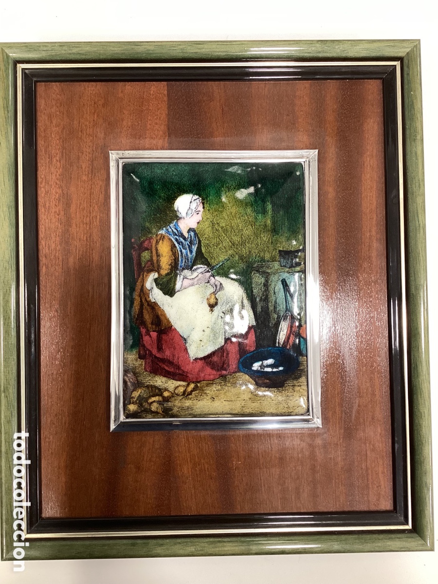 Otros objetos de arte: Cuadro esmalte y plata de una obra de S. Chardin. - Foto 4