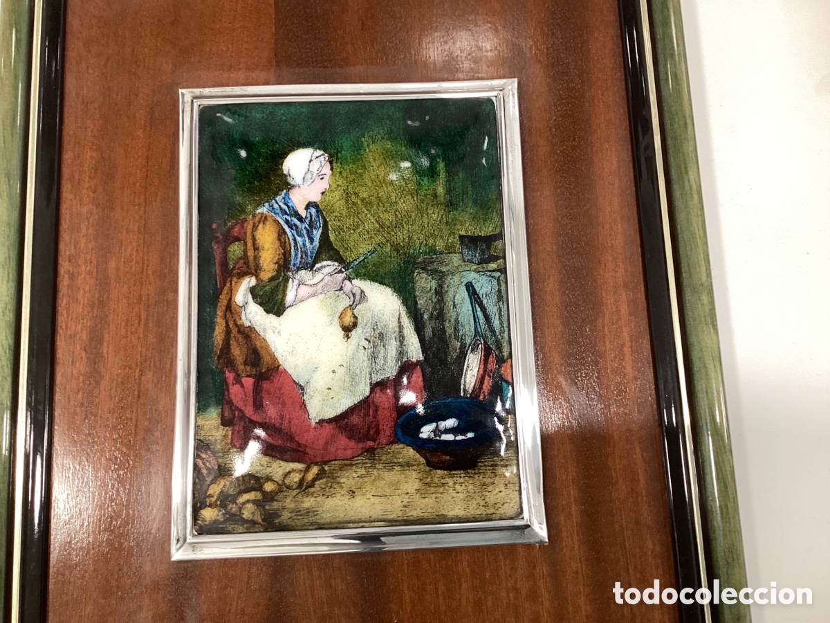 Otros objetos de arte: Cuadro esmalte y plata de una obra de S. Chardin. - Foto 1