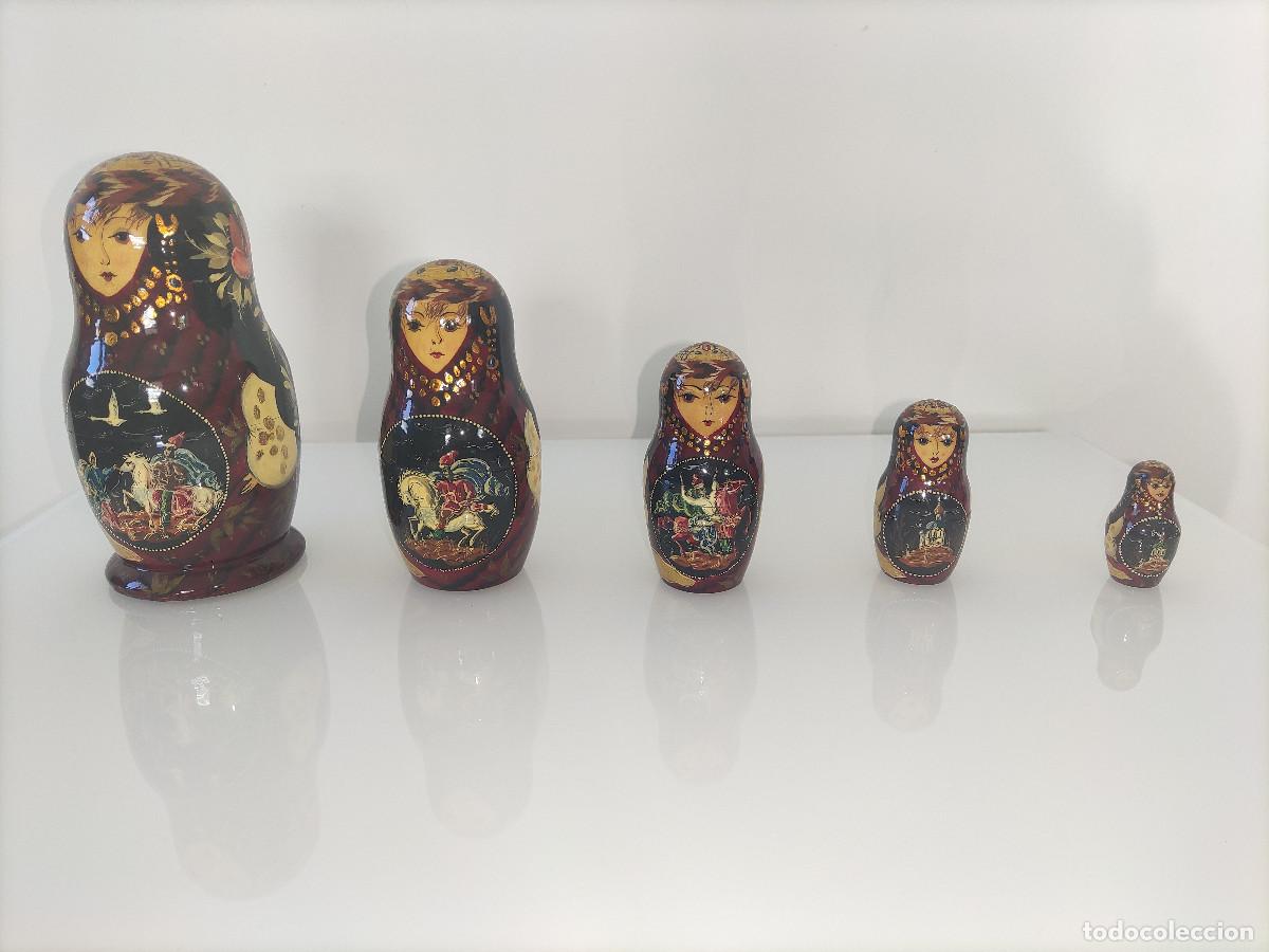 Otros objetos de arte: Conjunto de 5 matriuskas s. XX, selladas - Foto 5