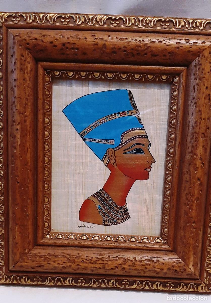 Otros objetos de arte: Cuadro egipcio de papiro &rdquo;Nefertiti&rdquo; - Foto 2