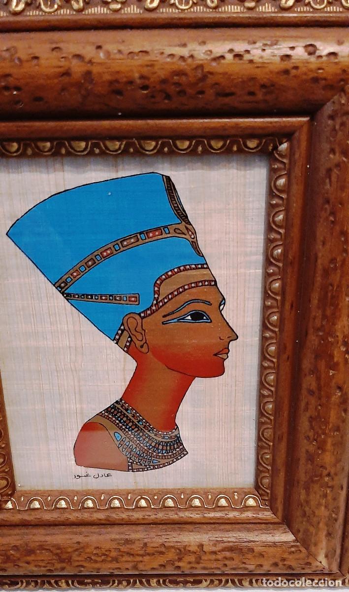 Otros objetos de arte: Cuadro egipcio de papiro &rdquo;Nefertiti&rdquo; - Foto 3
