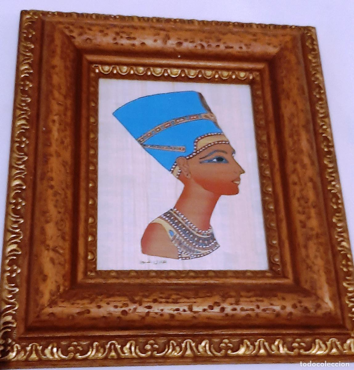 Otros objetos de arte: Cuadro egipcio de papiro &rdquo;Nefertiti&rdquo; - Foto 4
