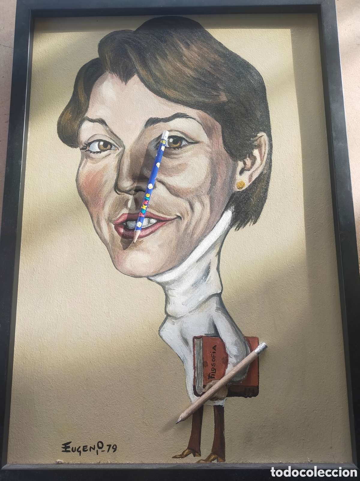 Otros objetos de arte: Cuadro caricatura filosof&iacute;a 1979 - Foto 1