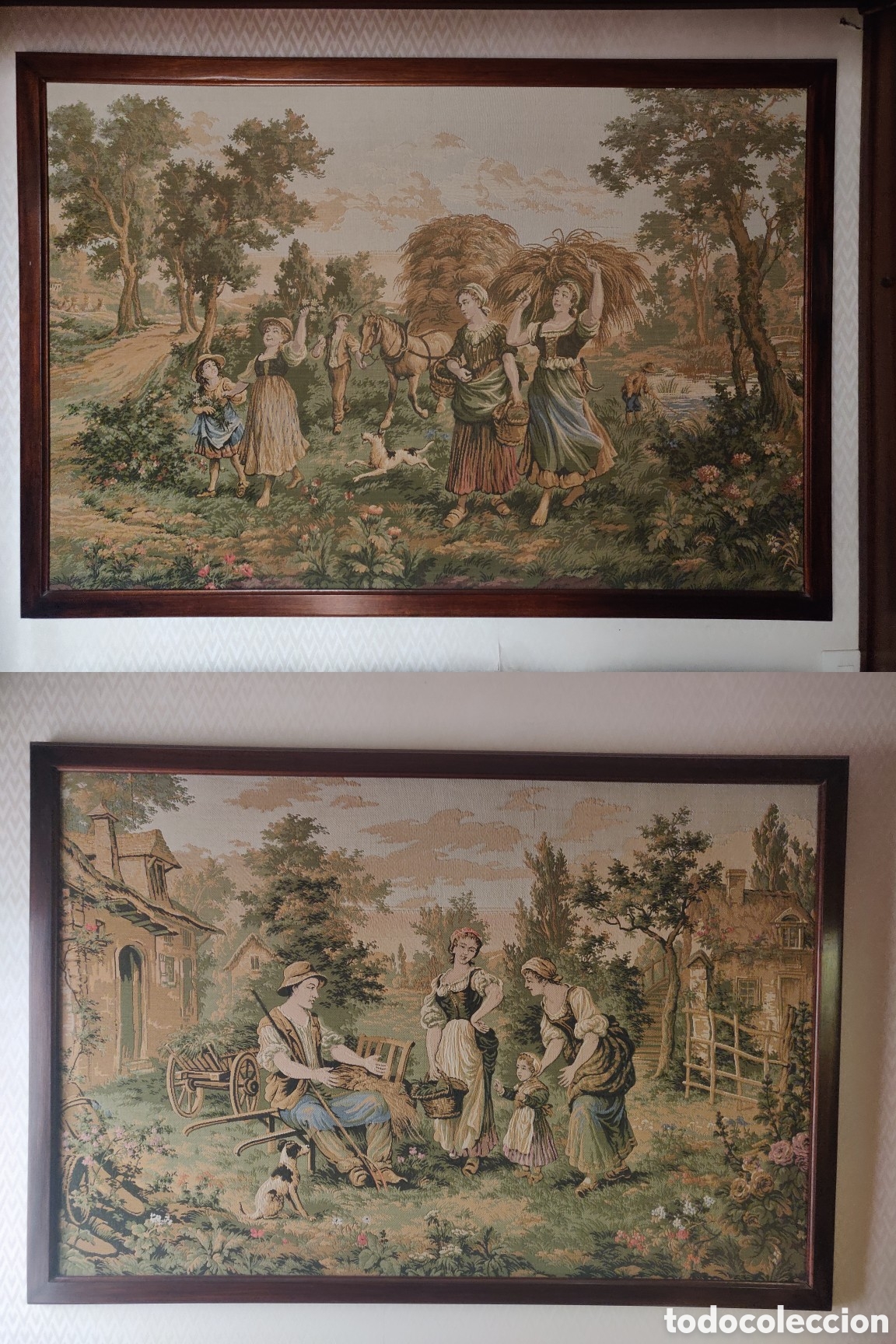 Otros objetos de arte: Conjunto de 2 tapices franceses s. XIX - Foto 1