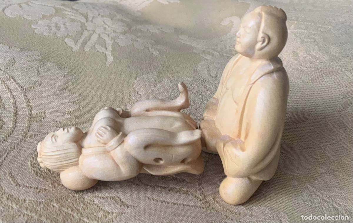 Otros objetos de arte: PAREJA ER&Oacute;TICA NETSUKE MADERA TALLADO A MANO - Foto 3