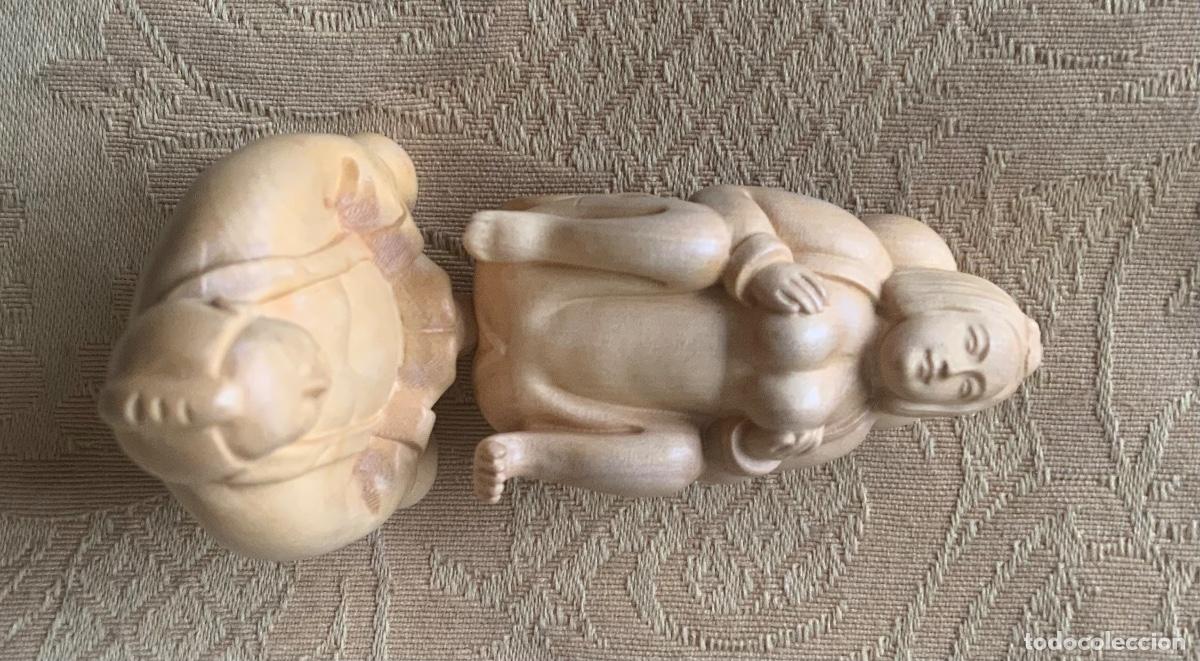 Otros objetos de arte: PAREJA ER&Oacute;TICA NETSUKE MADERA TALLADO A MANO - Foto 8