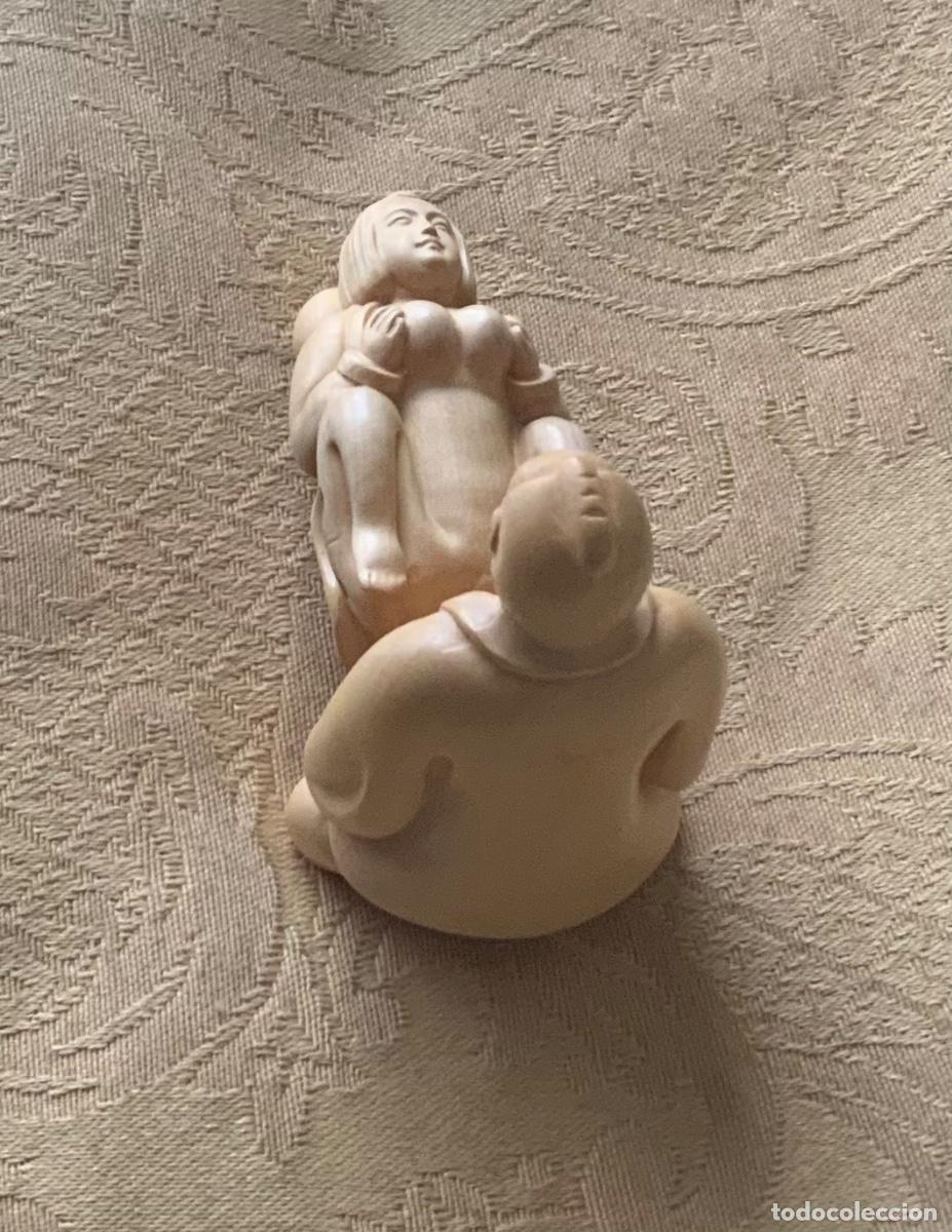 Otros objetos de arte: PAREJA ER&Oacute;TICA NETSUKE MADERA TALLADO A MANO - Foto 12