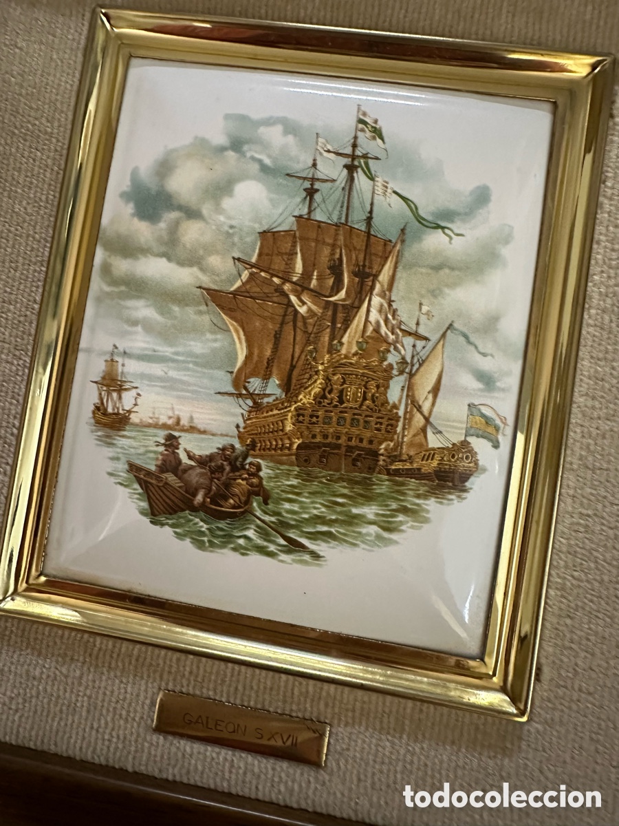 Otros objetos de arte: Cuadro esmalte Vintage Gale&oacute;n s. XVII - Foto 2