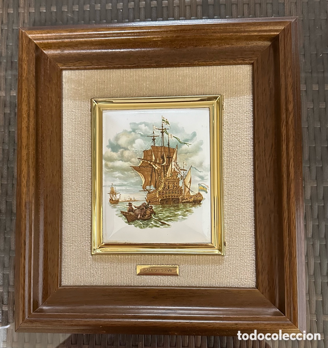 Otros objetos de arte: Cuadro esmalte Vintage Gale&oacute;n s. XVII - Foto 1